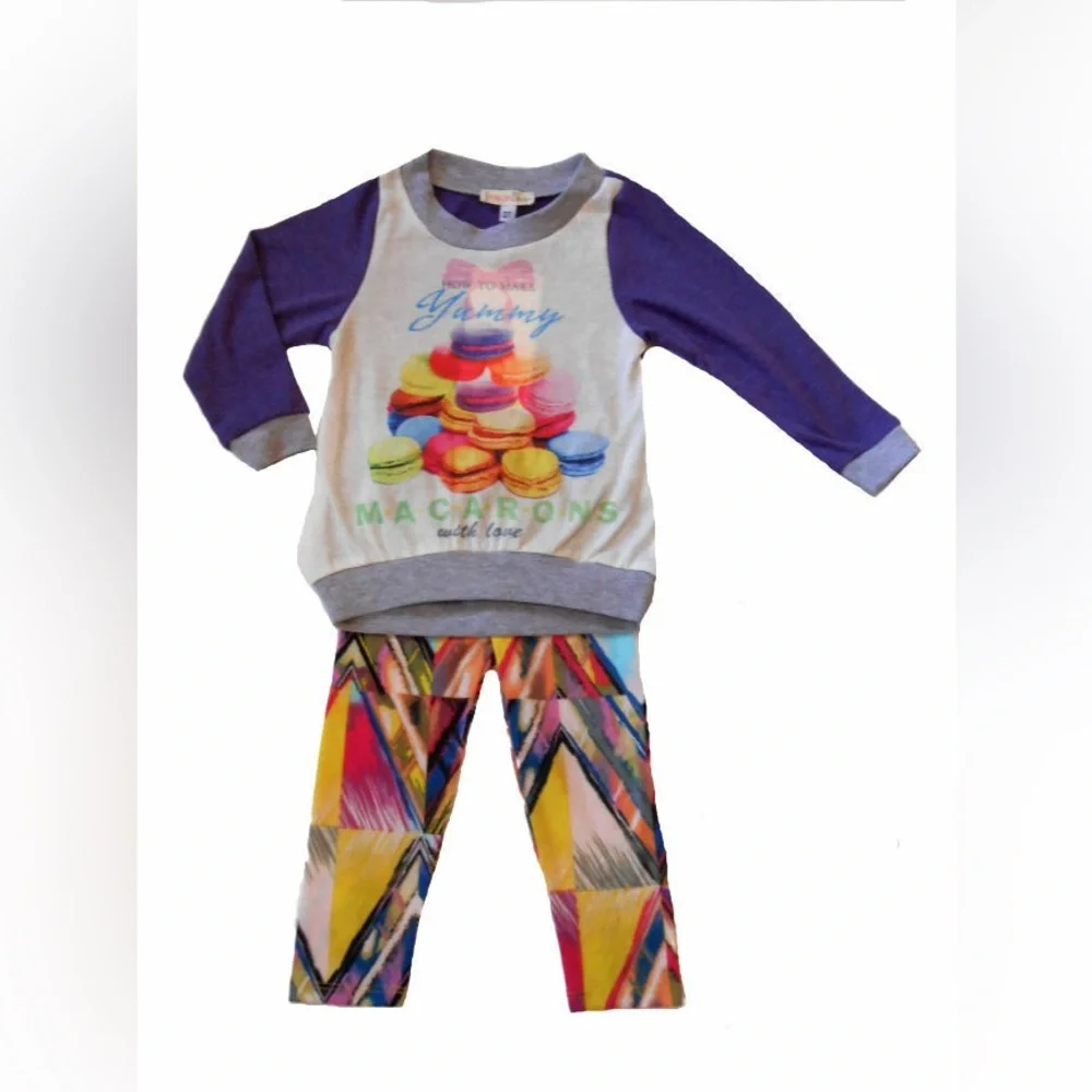 Colorful Baby Sara Toddler Macaron Sweater Top & Fun Leggings  Outfit 3T 4T NWT‎